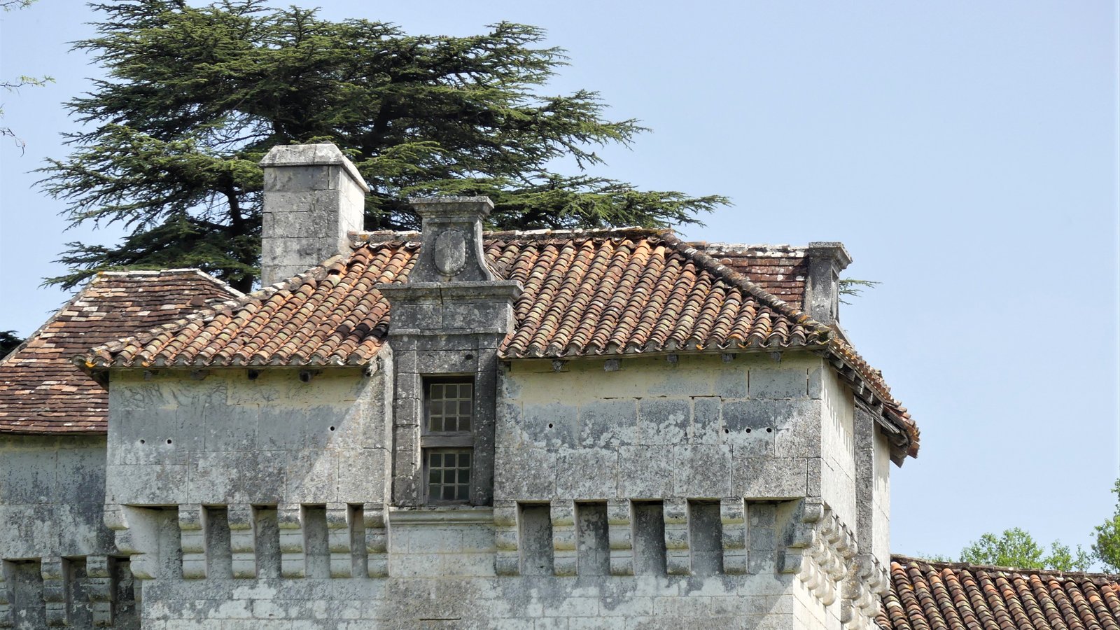 La tour ouest en plein soleil, sa pierre calcaire éclatante sous un ciel sans nuage
