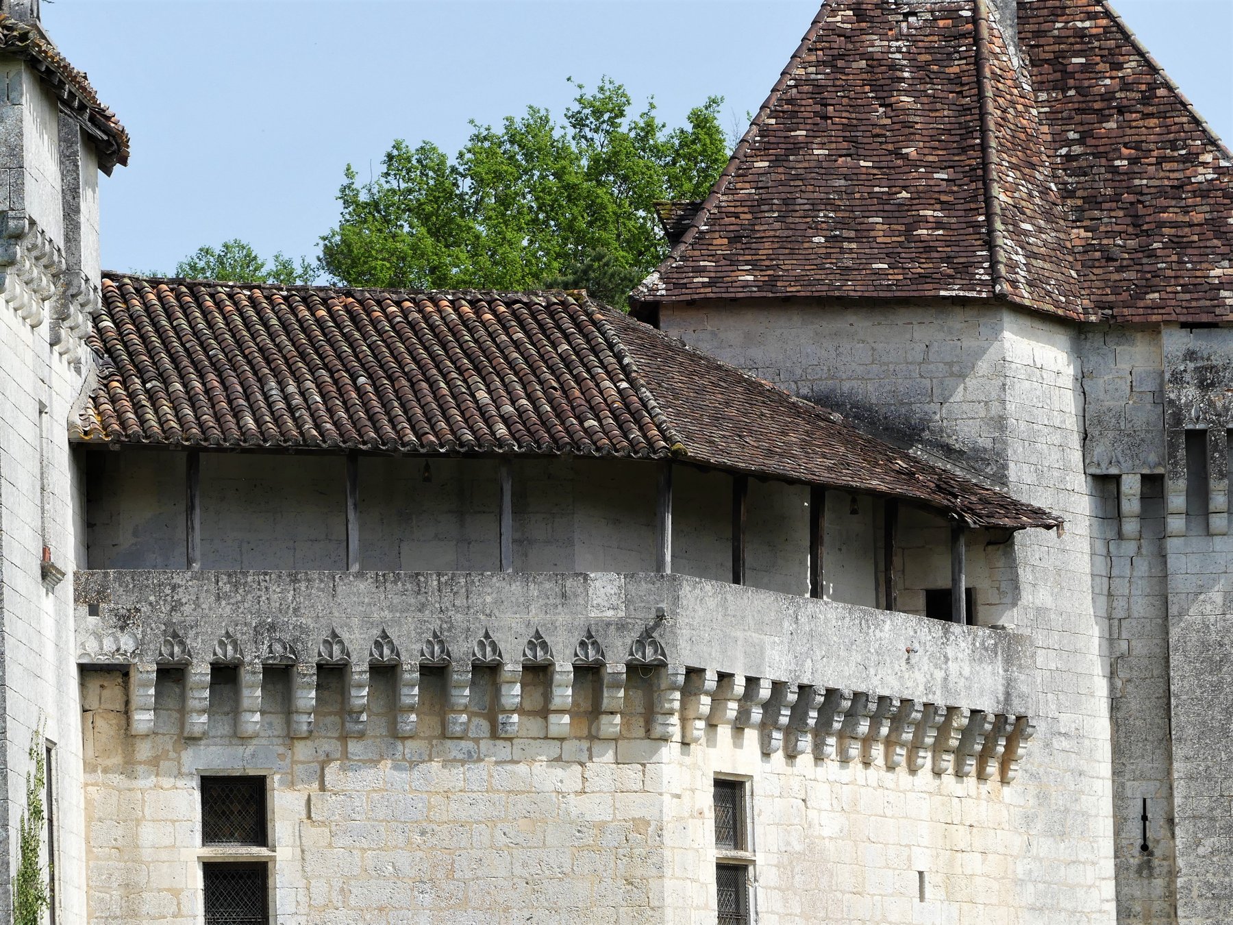 Le chemin de ronde et son enfilade de mâchicoulis